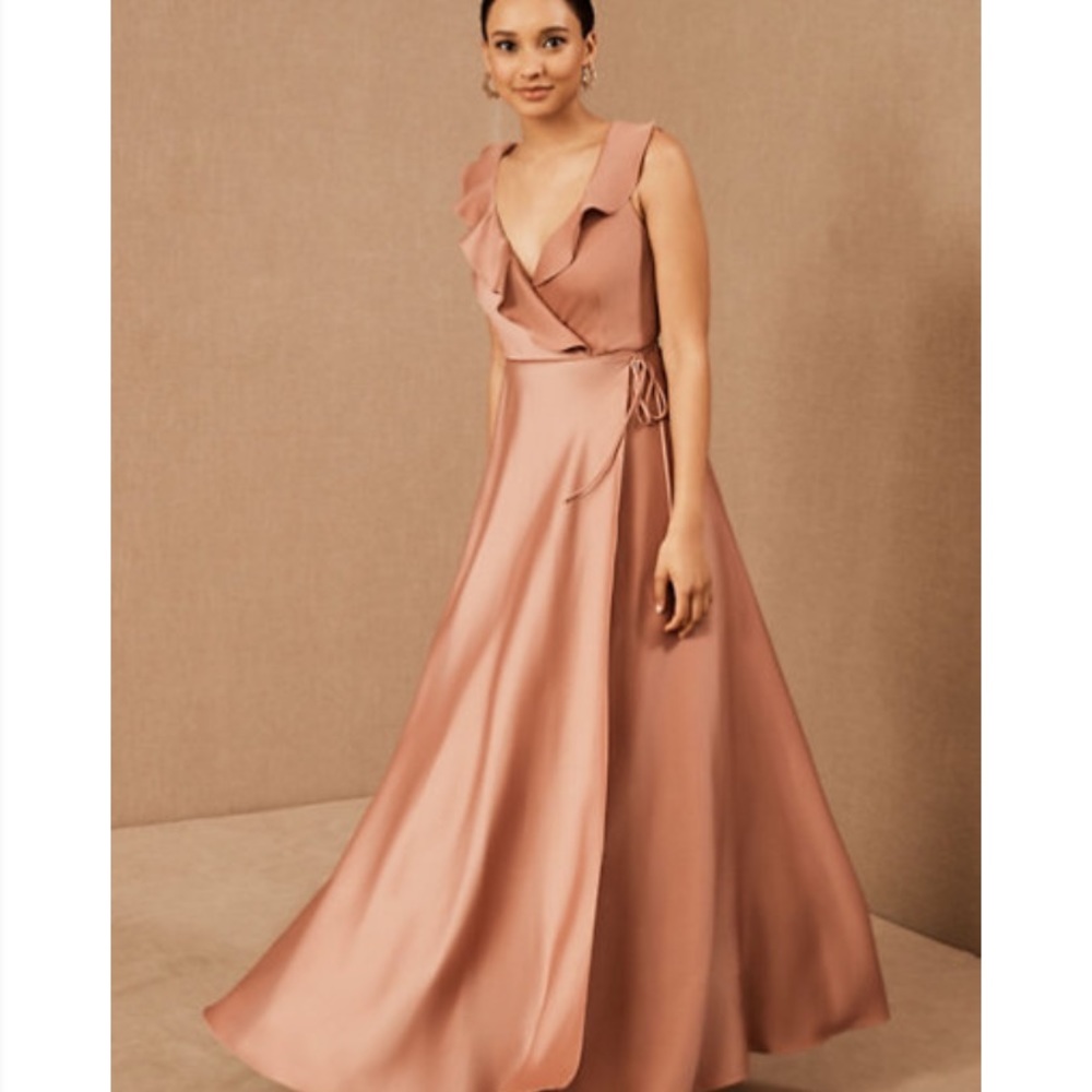 BHLDN Tansy Satin Charmeuse Dress in Sedona Sunset